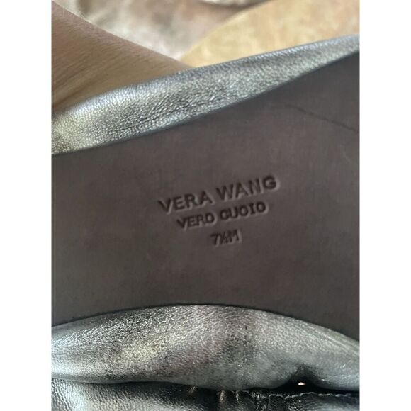 Vera Wang Embellished Silver Leather Peep Toe Ballet Flats 7.5 M Vero Cuoio - Picture 7 of 7